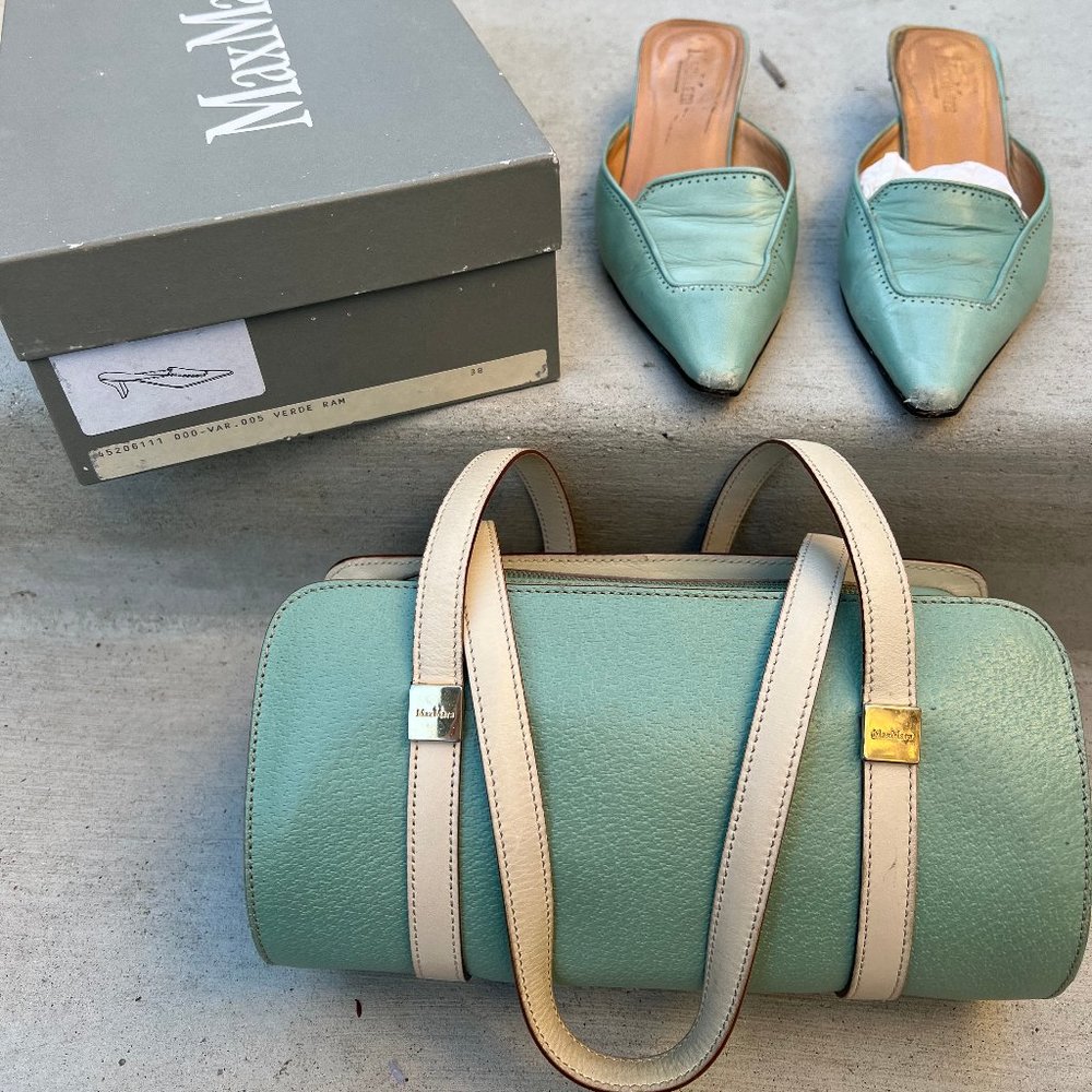 RARE  - MaxMara cylindrical / round Handbag with shoes - Verde